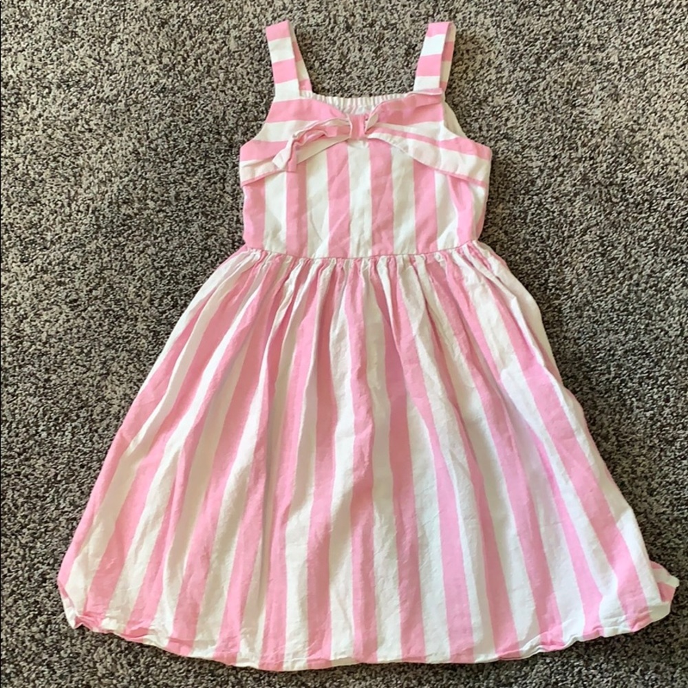 Girls pink and white stripe dress.